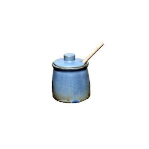 Blue Stoneware Honeypot w/ Wood Dipper - Bloomingville